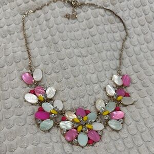 Beautiful LOFT Floral Statement Necklace in Pink and Yellow